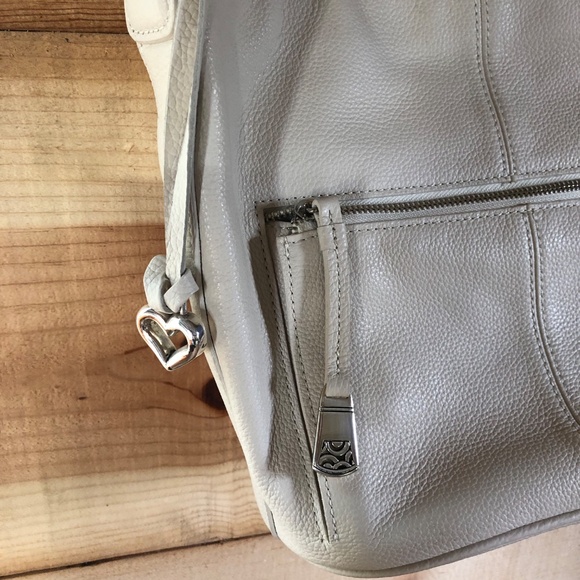 Vintage Brighton Barbados Classic Cream Leather Handbag Purse with Braided Strap - Picture 7 of 11